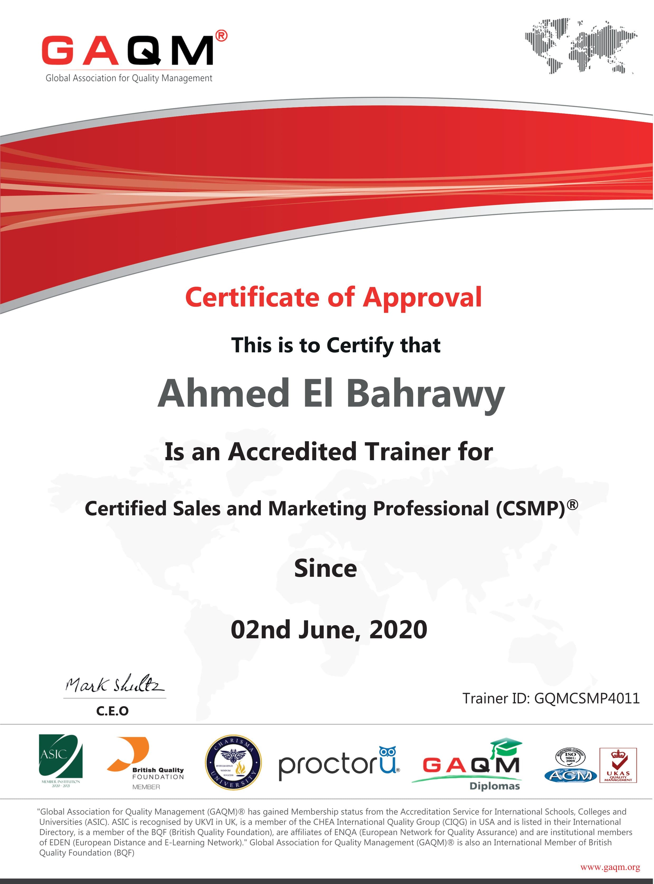 Accredited Trainer Certificate - Ahmed El Bahrawy