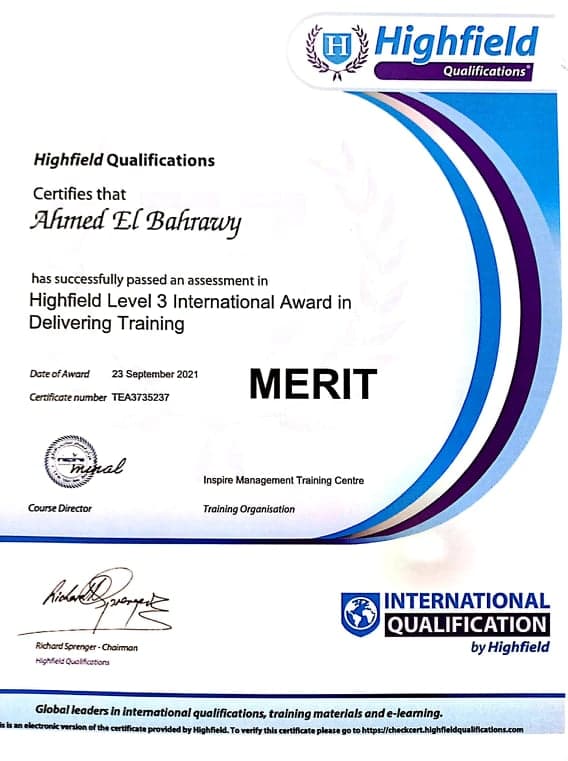 Highfield Train The Trainer Certificate